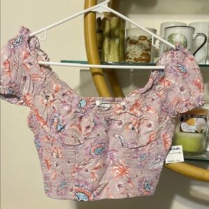 Japna women's top/Floral Pink Smocked Top (000464)